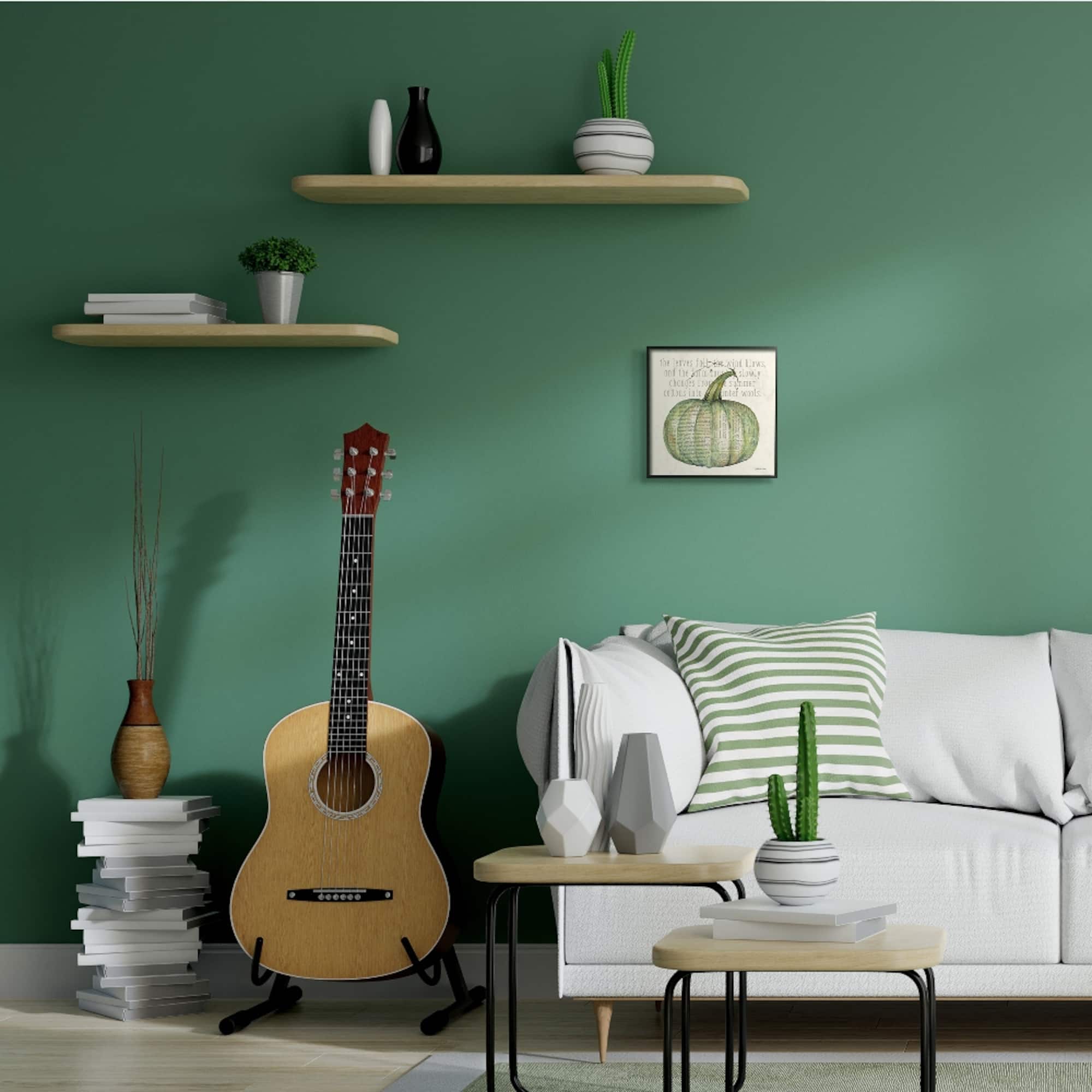 Stupell Industries Leaves Fall Green Pumpkin Framed Giclee Art